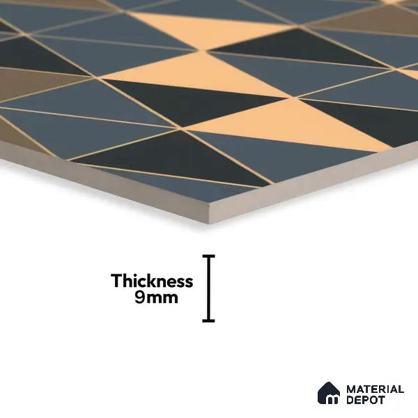 Moroccan Tile TL 05201 Zellige Stacked Triangle Multi Colour 1 ft x 1 ft Vitrified Matte Finish - 9 mm | Suitable for Kitchen, Bathroom, Balcony Floor & Wall | Please Expect a Slight Variation of Pattern