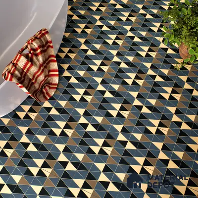 Moroccan Tile TL 05201 Zellige Stacked Triangle Multi Colour 1 ft x 1 ft Vitrified Matte Finish - 9 mm | Suitable for Kitchen, Bathroom, Balcony Floor & Wall | Please Expect a Slight Variation of Pattern