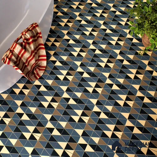 Moroccan Tile TL 05201 Zellige Stacked Triangle Multi Colour 1 ft x 1 ft Vitrified Matte Finish - 9 mm | Suitable for Kitchen, Bathroom, Balcony Floor & Wall | Please Expect a Slight Variation of Pattern