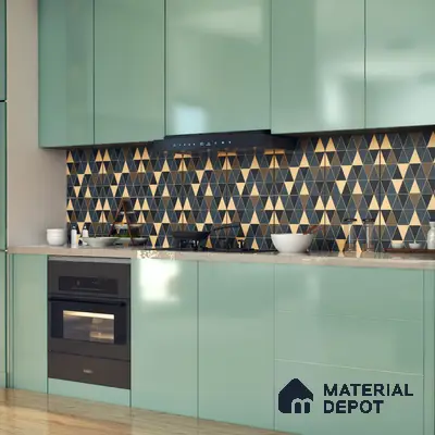 Moroccan Tile TL 05201 Zellige Stacked Triangle Multi Colour 1 ft x 1 ft Vitrified Matte Finish - 9 mm | Suitable for Kitchen, Bathroom, Balcony Floor & Wall | Please Expect a Slight Variation of Pattern