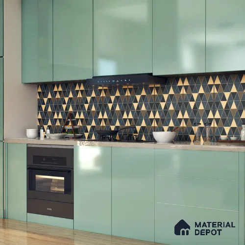 Moroccan Wall & Floor Tile TL 05201 Zellige Stacked Triangle Multi Colour 1 ft x 1 ft Vitrified Matte Finish - 9 mm | Suitable for Kitchen, Bathroom, Balcony | Please Expect a Slight Variation of Pattern