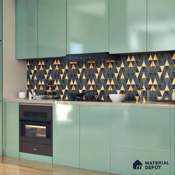 Moroccan Tile TL 05201 Zellige Stacked Triangle Multi Colour 1 ft x 1 ft Vitrified Matte Finish - 9 mm | Suitable for Kitchen, Bathroom, Balcony Floor & Wall | Please Expect a Slight Variation of Pattern