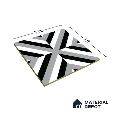 Moroccan Tile TL 05202 Zellige Reflected Lines Multi Colour 1 ft x 1 ft Vitrified Matte Finish - 9 mm | Suitable for Kitchen, Bathroom, Balcony Floor & Wall | Please Expect a Slight Variation of Pattern