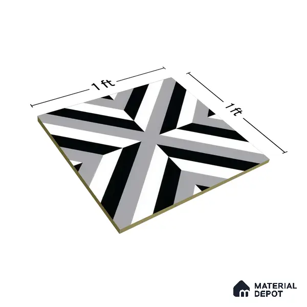 Moroccan Tile TL 05202 Zellige Reflected Lines Multi Colour 1 ft x 1 ft Vitrified Matte Finish - 9 mm | Suitable for Kitchen, Bathroom, Balcony Floor & Wall | Please Expect a Slight Variation of Pattern