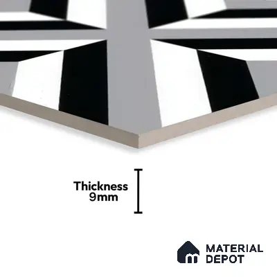 Moroccan Tile TL 05202 Zellige Reflected Lines Multi Colour 1 ft x 1 ft Vitrified Matte Finish - 9 mm | Suitable for Kitchen, Bathroom, Balcony Floor & Wall | Please Expect a Slight Variation of Pattern
