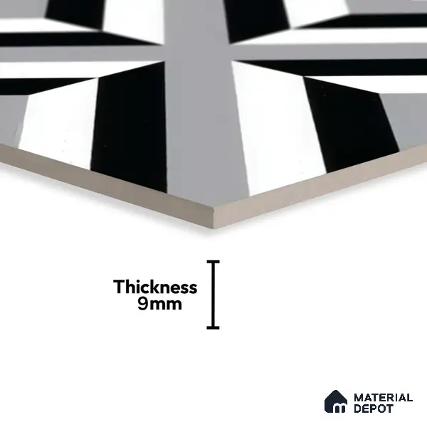 Moroccan Tile TL 05202 Zellige Reflected Lines Multi Colour 1 ft x 1 ft Vitrified Matte Finish - 9 mm | Suitable for Kitchen, Bathroom, Balcony Floor & Wall | Please Expect a Slight Variation of Pattern