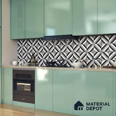 Moroccan Tile TL 05202 Zellige Reflected Lines Multi Colour 1 ft x 1 ft Vitrified Matte Finish - 9 mm | Suitable for Kitchen, Bathroom, Balcony Floor & Wall | Please Expect a Slight Variation of Pattern