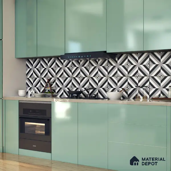 Moroccan Tile TL 05202 Zellige Reflected Lines Multi Colour 1 ft x 1 ft Vitrified Matte Finish - 9 mm | Suitable for Kitchen, Bathroom, Balcony Floor & Wall | Please Expect a Slight Variation of Pattern