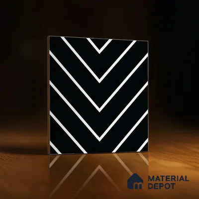 Moroccan Wall & Floor Tile TL 05203 Zellige Noir Wave Lines Multi Colour 1 ft x 1 ft Porcelain Matte Finish - 9 mm | Suitable for Kitchen, Bathroom, Balcony | Please Expect a Slight Variation of Pattern