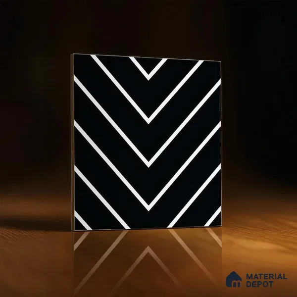 Moroccan Wall & Floor Tile TL 05203 Zellige Noir Wave Lines Multi Colour 1 ft x 1 ft Porcelain Matte Finish - 9 mm | Suitable for Kitchen, Bathroom, Balcony | Please Expect a Slight Variation of Pattern