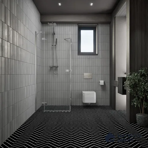 Moroccan Wall & Floor Tile TL 05203 Zellige Noir Wave Lines Multi Colour 1 ft x 1 ft Vitrified Matte Finish - 9 mm | Suitable for Kitchen, Bathroom, Balcony | Please Expect a Slight Variation of Pattern
