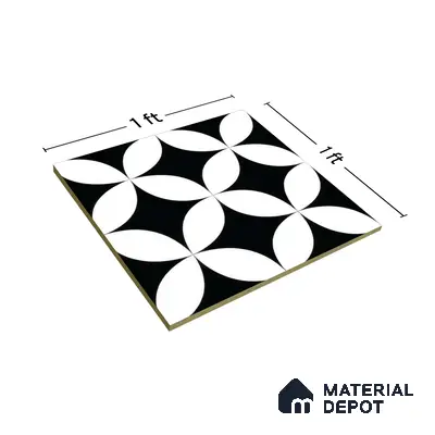Moroccan Tile TL 05204 Zellige Crescent Shadows Multi Colour 1 ft x 1 ft Vitrified Matte Finish - 9 mm | Suitable for Kitchen, Bathroom, Balcony Floor & Wall | Please Expect a Slight Variation of Pattern