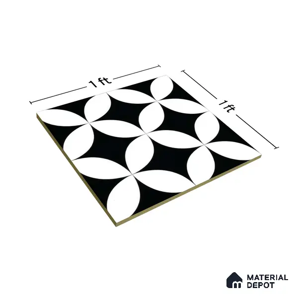 Moroccan Tile TL 05204 Zellige Crescent Shadows Multi Colour 1 ft x 1 ft Vitrified Matte Finish - 9 mm | Suitable for Kitchen, Bathroom, Balcony Floor & Wall | Please Expect a Slight Variation of Pattern