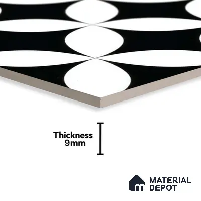 Moroccan Tile TL 05204 Zellige Crescent Shadows Multi Colour 1 ft x 1 ft Vitrified Matte Finish - 9 mm | Suitable for Kitchen, Bathroom, Balcony Floor & Wall | Please Expect a Slight Variation of Pattern