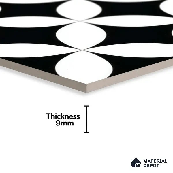 Moroccan Tile TL 05204 Zellige Crescent Shadows Multi Colour 1 ft x 1 ft Vitrified Matte Finish - 9 mm | Suitable for Kitchen, Bathroom, Balcony Floor & Wall | Please Expect a Slight Variation of Pattern