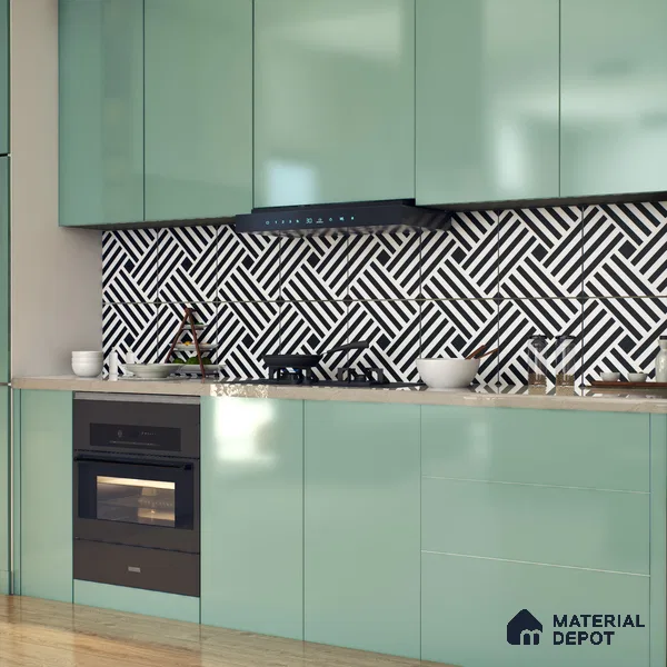 Moroccan Tile TL 05207 Zellige Pixel Black Multi Colour 1 ft x 1 ft Vitrified Matte Finish - 9 mm | Suitable for Kitchen, Bathroom, Balcony Floor & Wall | Please Expect a Slight Variation of Pattern (Sample)