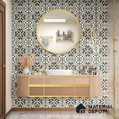 Moroccan Wall & Floor Tile TL 05208 Zellige Floral Pendant Multi Colour 1 ft x 1 ft Porcelain Matte Finish - 9 mm | Suitable for Kitchen, Bathroom, Entryway | Please Expect a Slight Variation of Pattern