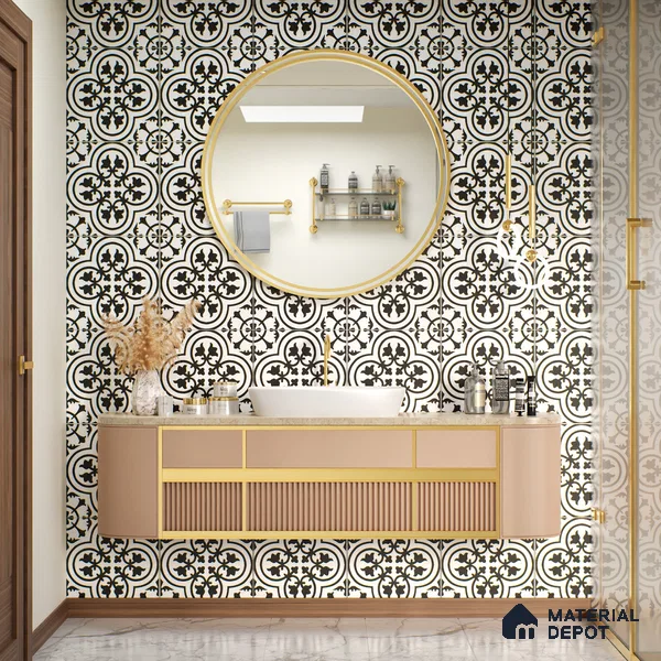 Moroccan Wall & Floor Tile TL 05208 Zellige Floral Pendant Multi Colour 1 ft x 1 ft Porcelain Matte Finish - 9 mm | Suitable for Kitchen, Bathroom, Entryway | Please Expect a Slight Variation of Pattern