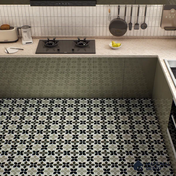 Moroccan Tile TL 05219 B Zellige Monochrome Blossom Multi Colour 1 ft x 1 ft Vitrified Matte Finish - 9 mm | Suitable for Kitchen, Bathroom, Balcony Floor & Wall | Please Expect a Slight Variation of Pattern (Sample)