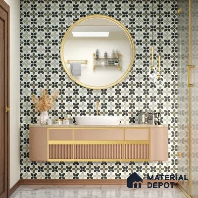 Moroccan Tile TL 05219 B Zellige Monochrome Blossom Multi Colour 1 ft x 1 ft Vitrified Matte Finish - 9 mm | Suitable for Kitchen, Bathroom, Balcony Floor & Wall | Please Expect a Slight Variation of Pattern (Sample)