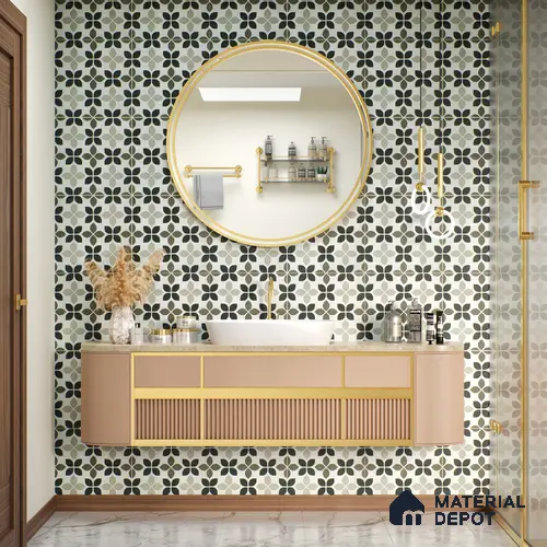 Moroccan Tile TL 05219 B Zellige Monochrome Blossom Multi Colour 1 ft x 1 ft Vitrified Matte Finish - 9 mm | Suitable for Kitchen, Bathroom, Balcony Floor & Wall | Please Expect a Slight Variation of Pattern