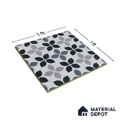Moroccan Tile TL 05219 Zellige Midnight Blossom Multi Colour 1 ft x 1 ft Vitrified Matte Finish - 9 mm | Suitable for Kitchen, Bathroom, Balcony Floor & Wall | Please Expect a Slight Variation of Pattern (Sample)