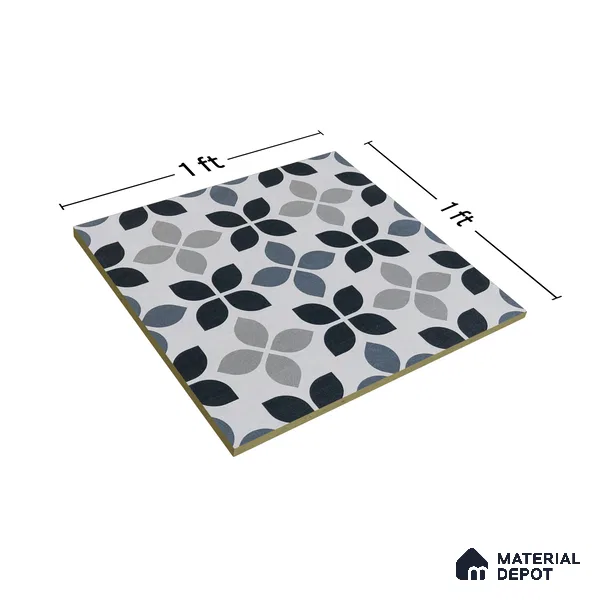 Moroccan Tile TL 05219 Zellige Midnight Blossom Multi Colour 1 ft x 1 ft Vitrified Matte Finish - 9 mm | Suitable for Kitchen, Bathroom, Balcony Floor & Wall | Please Expect a Slight Variation of Pattern (Sample)