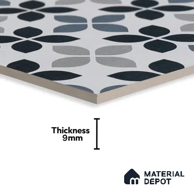 Moroccan Tile TL 05219 Zellige Midnight Blossom Multi Colour 1 ft x 1 ft Vitrified Matte Finish - 9 mm | Suitable for Kitchen, Bathroom, Balcony Floor & Wall | Please Expect a Slight Variation of Pattern (Sample)