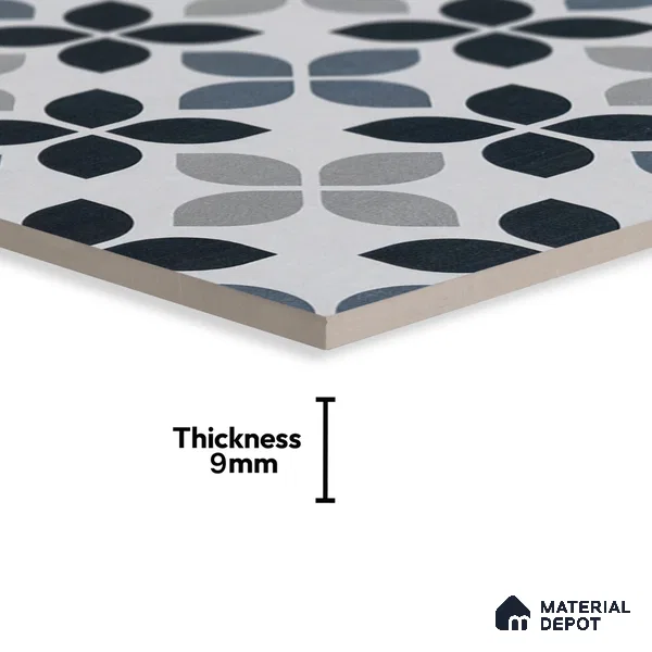 Moroccan Tile TL 05219 Zellige Midnight Blossom Multi Colour 1 ft x 1 ft Vitrified Matte Finish - 9 mm | Suitable for Kitchen, Bathroom, Balcony Floor & Wall | Please Expect a Slight Variation of Pattern (Sample)