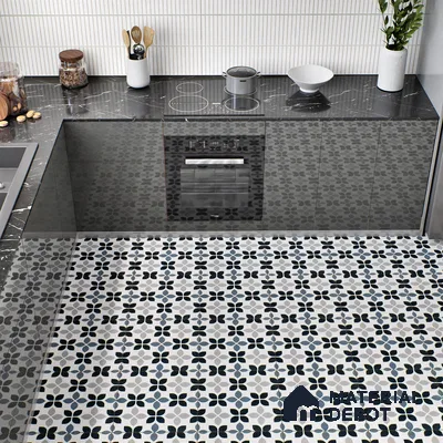 Moroccan Tile TL 05219 Zellige Midnight Blossom Multi Colour 1 ft x 1 ft Vitrified Matte Finish - 9 mm | Suitable for Kitchen, Bathroom, Balcony Floor & Wall | Please Expect a Slight Variation of Pattern (Sample)