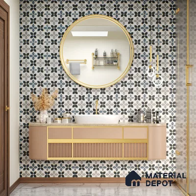 Moroccan Tile TL 05219 Zellige Midnight Blossom Multi Colour 1 ft x 1 ft Vitrified Matte Finish - 9 mm | Suitable for Kitchen, Bathroom, Balcony Floor & Wall | Please Expect a Slight Variation of Pattern (Sample)