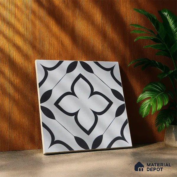 Moroccan Tile TL 05220 Zellige Eclipse Petals Multi Colour 1 ft x 1 ft Vitrified Matte Finish - 9 mm | Suitable for Kitchen, Bathroom, Balcony Floor & Wall | Please Expect a Slight Variation of Pattern (Sample)