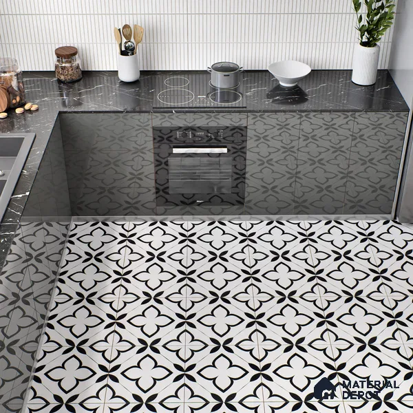 Moroccan Tile TL 05220 Zellige Eclipse Petals Multi Colour 1 ft x 1 ft Vitrified Matte Finish - 9 mm | Suitable for Kitchen, Bathroom, Balcony Floor & Wall | Please Expect a Slight Variation of Pattern (Sample)