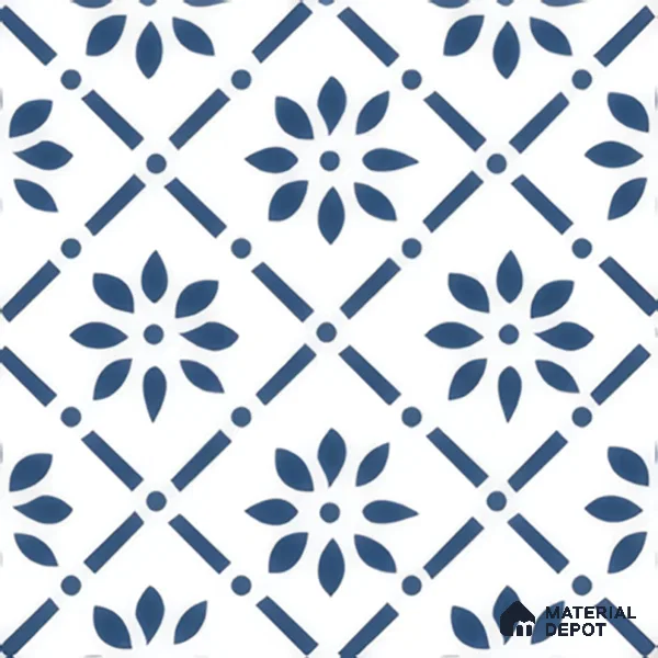 Moroccan Tile TL 05174 Zellige Azure Petal Square Multi Colour 1 ft x 1 ft Vitrified Matte Finish - 9 mm | Suitable for Kitchen, Bathroom, Balcony Floor & Wall | Please Expect a Slight Variation of Pattern (Sample)