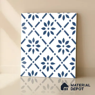 Moroccan Tile TL 05174 Zellige Azure Petal Square Multi Colour 1 ft x 1 ft Vitrified Matte Finish - 9 mm | Suitable for Kitchen, Bathroom, Balcony Floor & Wall | Please Expect a Slight Variation of Pattern (Sample)