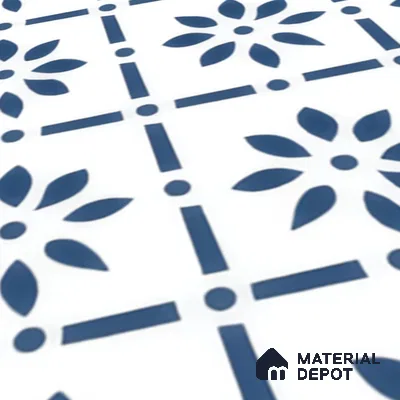 Moroccan Tile TL 05174 Zellige Azure Petal Square Multi Colour 1 ft x 1 ft Vitrified Matte Finish - 9 mm | Suitable for Kitchen, Bathroom, Balcony Floor & Wall | Please Expect a Slight Variation of Pattern (Sample)