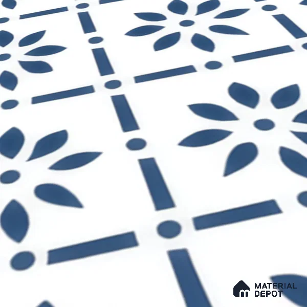 Moroccan Tile TL 05174 Zellige Azure Petal Square Multi Colour 1 ft x 1 ft Vitrified Matte Finish - 9 mm | Suitable for Kitchen, Bathroom, Balcony Floor & Wall | Please Expect a Slight Variation of Pattern (Sample)