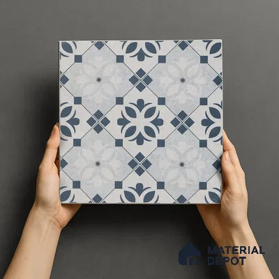 Moroccan Tile TL 05221 Zellige Noir Bloom Square Multi Colour 1 ft x 1 ft Vitrified Matte Finish - 9 mm | Suitable for Kitchen, Bathroom, Balcony Floor & Wall | Please Expect a Slight Variation of Pattern (Sample)