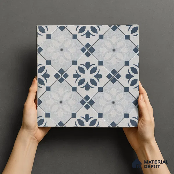 Moroccan Tile TL 05221 Zellige Noir Bloom Square Multi Colour 1 ft x 1 ft Vitrified Matte Finish - 9 mm | Suitable for Kitchen, Bathroom, Balcony Floor & Wall | Please Expect a Slight Variation of Pattern (Sample)