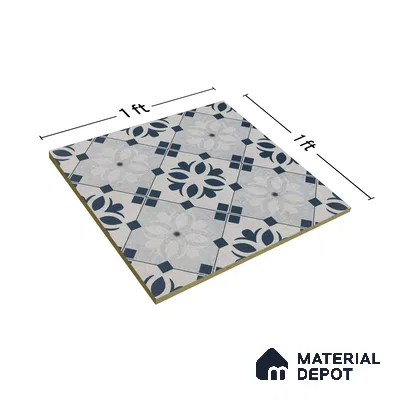 Moroccan Tile TL 05221 Zellige Noir Bloom Square Multi Colour 1 ft x 1 ft Vitrified Matte Finish - 9 mm | Suitable for Kitchen, Bathroom, Balcony Floor & Wall | Please Expect a Slight Variation of Pattern (Sample)