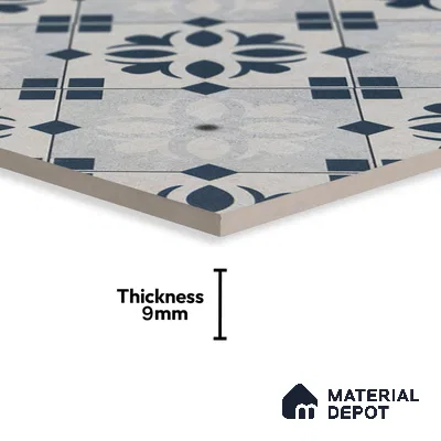 Moroccan Tile TL 05221 Zellige Noir Bloom Square Multi Colour 1 ft x 1 ft Vitrified Matte Finish - 9 mm | Suitable for Kitchen, Bathroom, Balcony Floor & Wall | Please Expect a Slight Variation of Pattern (Sample)