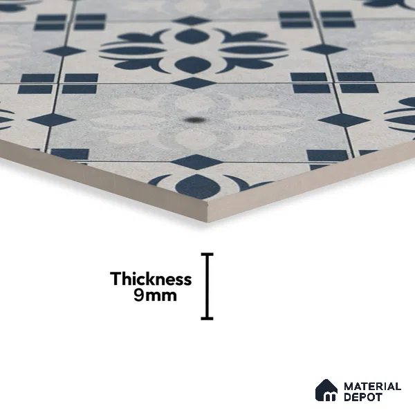 Moroccan Tile TL 05221 Zellige Noir Bloom Square Multi Colour 1 ft x 1 ft Vitrified Matte Finish - 9 mm | Suitable for Kitchen, Bathroom, Balcony Floor & Wall | Please Expect a Slight Variation of Pattern (Sample)