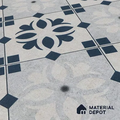Moroccan Tile TL 05221 Zellige Noir Bloom Square Multi Colour 1 ft x 1 ft Vitrified Matte Finish - 9 mm | Suitable for Kitchen, Bathroom, Balcony Floor & Wall | Please Expect a Slight Variation of Pattern (Sample)