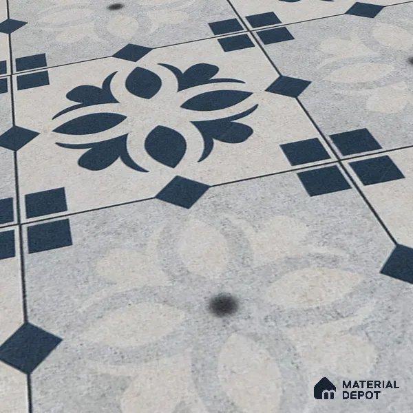 Moroccan Tile TL 05221 Zellige Noir Bloom Square Multi Colour 1 ft x 1 ft Vitrified Matte Finish - 9 mm | Suitable for Kitchen, Bathroom, Balcony Floor & Wall | Please Expect a Slight Variation of Pattern (Sample)
