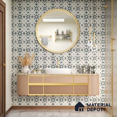 Moroccan Tile TL 05221 Zellige Noir Bloom Square Multi Colour 1 ft x 1 ft Vitrified Matte Finish - 9 mm | Suitable for Kitchen, Bathroom, Balcony Floor & Wall | Please Expect a Slight Variation of Pattern (Sample)