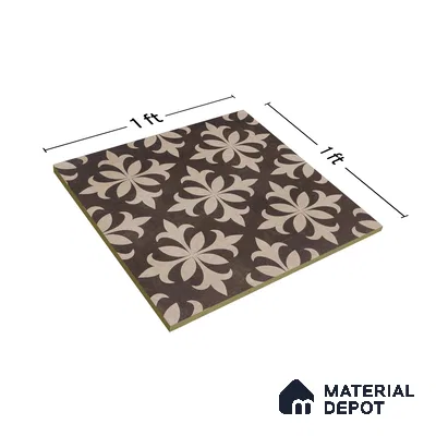Moroccan Wall & Floor Tile TL 05222 Zellige Choco Beige Petals Brown 1 ft x 1 ft Vitrified Matte Finish - 9 mm | Suitable for Kitchen, Bathroom, Balcony | Please Expect a Slight Variation of Pattern
