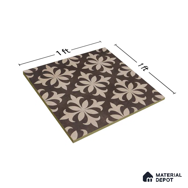 Moroccan Wall & Floor Tile TL 05222 Zellige Choco Beige Petals Brown 1 ft x 1 ft Vitrified Matte Finish - 9 mm | Suitable for Kitchen, Bathroom, Balcony | Please Expect a Slight Variation of Pattern