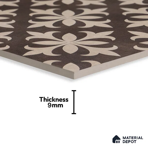 Moroccan Wall & Floor Tile TL 05222 Zellige Choco Beige Petals Brown 1 ft x 1 ft Vitrified Matte Finish - 9 mm | Suitable for Kitchen, Bathroom, Balcony | Please Expect a Slight Variation of Pattern