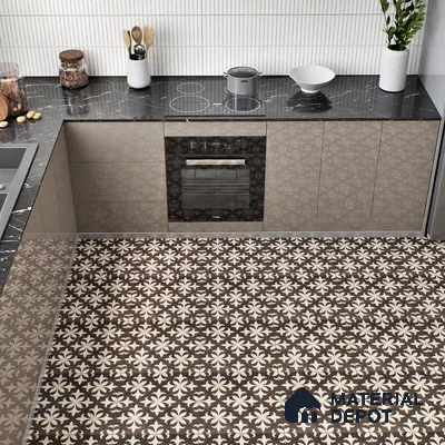 Moroccan Wall & Floor Tile TL 05222 Zellige Choco Beige Petals Brown 1 ft x 1 ft Vitrified Matte Finish - 9 mm | Suitable for Kitchen, Bathroom, Balcony | Please Expect a Slight Variation of Pattern