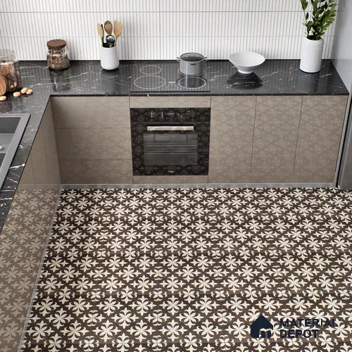 Moroccan Wall & Floor Tile TL 05222 Zellige Choco Beige Petals Brown 1 ft x 1 ft Vitrified Matte Finish - 9 mm | Suitable for Kitchen, Bathroom, Balcony | Please Expect a Slight Variation of Pattern